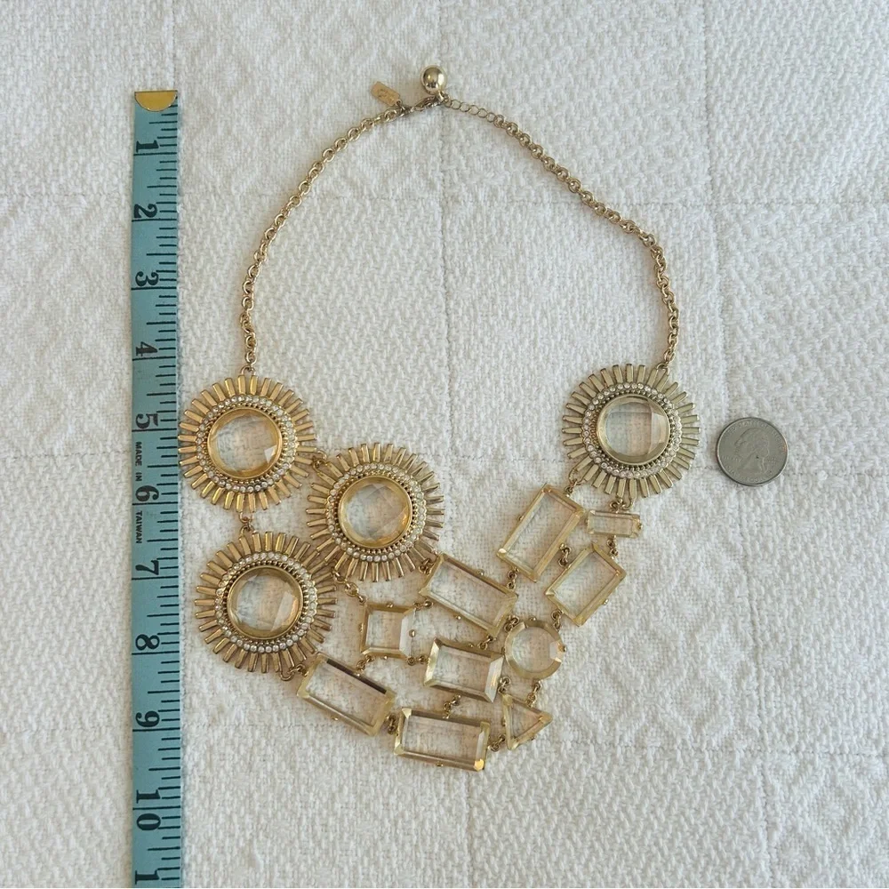 kate spade Lorelei Necklace Gold and Clear Sunburst Facted Stones Statement